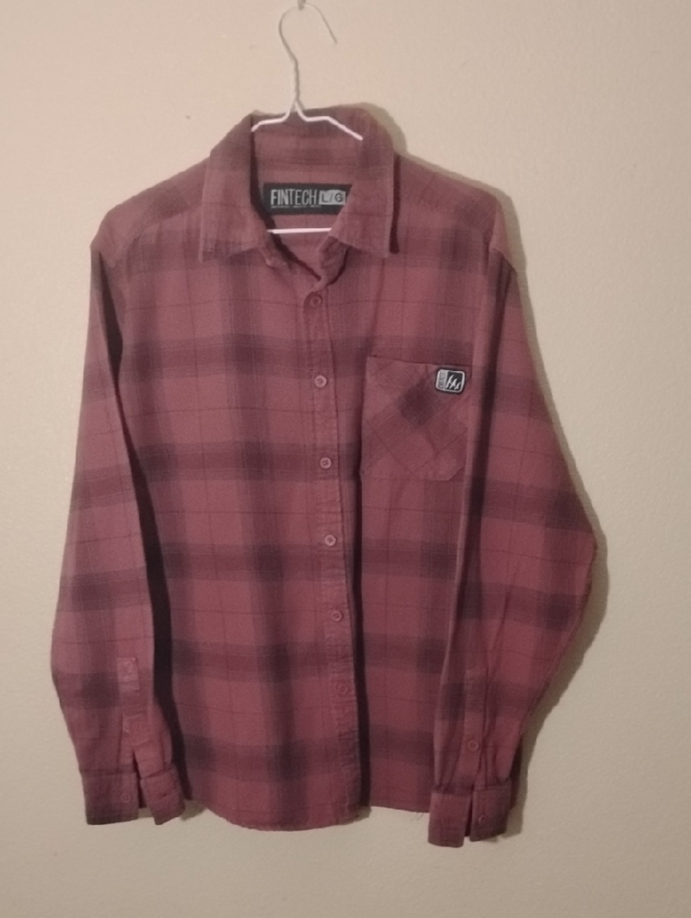 Fintech Labs Men's Rose Plaid Long-Sleeve Button-Down Shirt